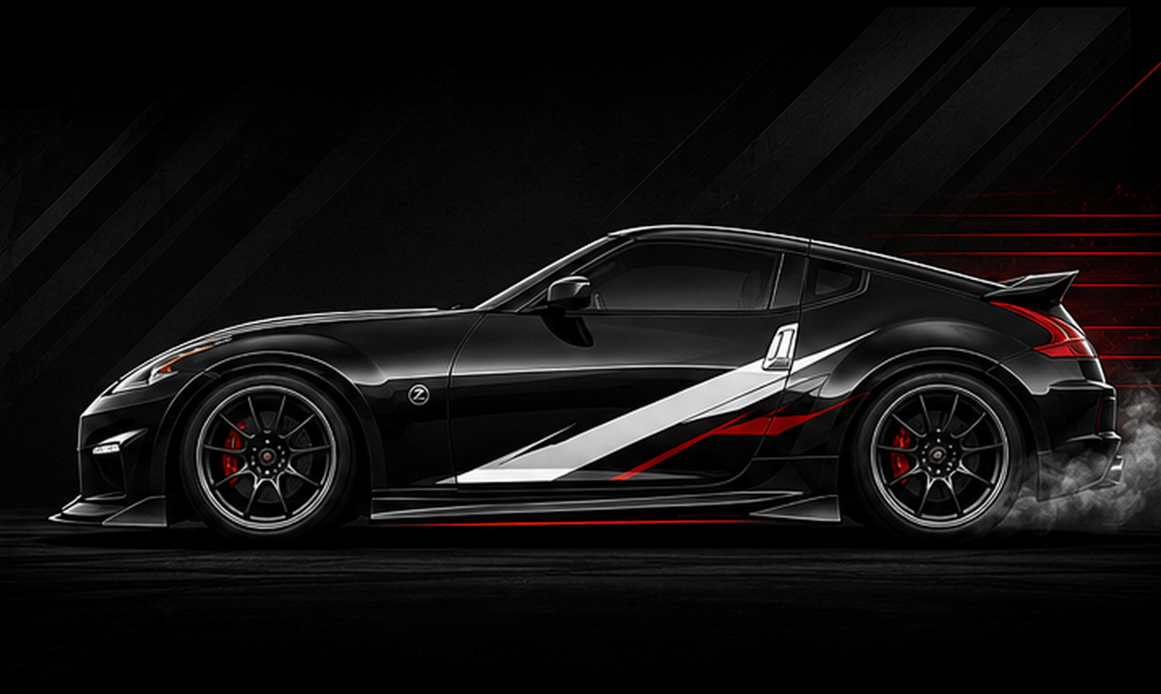 Nissan 370Z school drift car in black and red MLR style